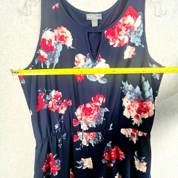 Market and Spruce Maxi Dress Womens Large Indigo Keyhole Neck Elastic Waist Boho - Picture 9 of 16